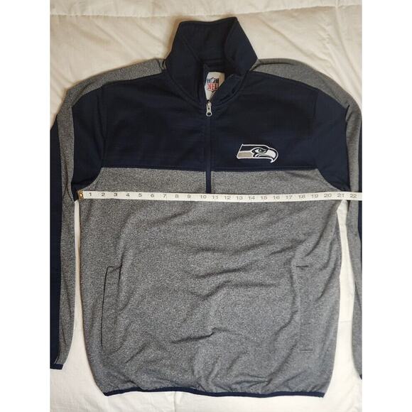 Seattle Seahawks NFL Team Apparel Men's Navy Blue 1/4 Zip Pullover Jacket Sz Med - Picture 4 of 6